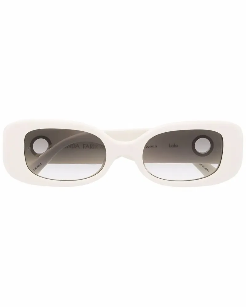 Linda Farrow Ovale Sonnenbrille mit Glitter-Effekt - Weiß Weiß