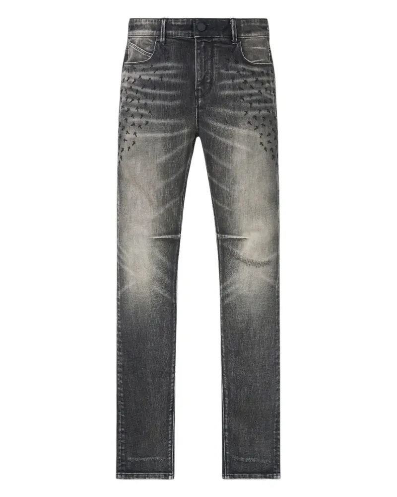 RTA Bryant cross embroidery jeans - Grau Grau