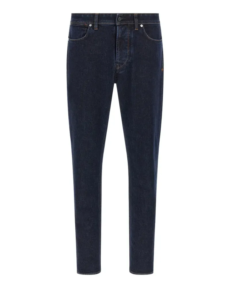 Stone Island contrast-stitching logo-badge jeans - Blau Blau