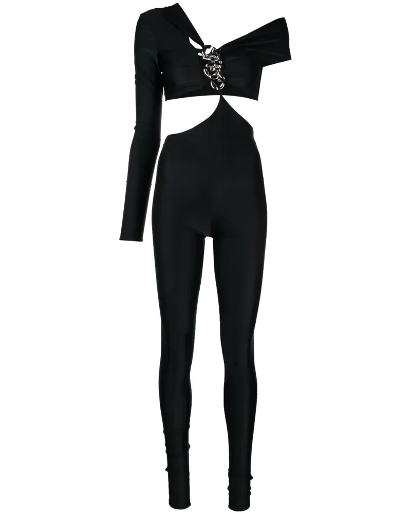 GCDS One-Shoulder-Jumpsuit - Schwarz Schwarz