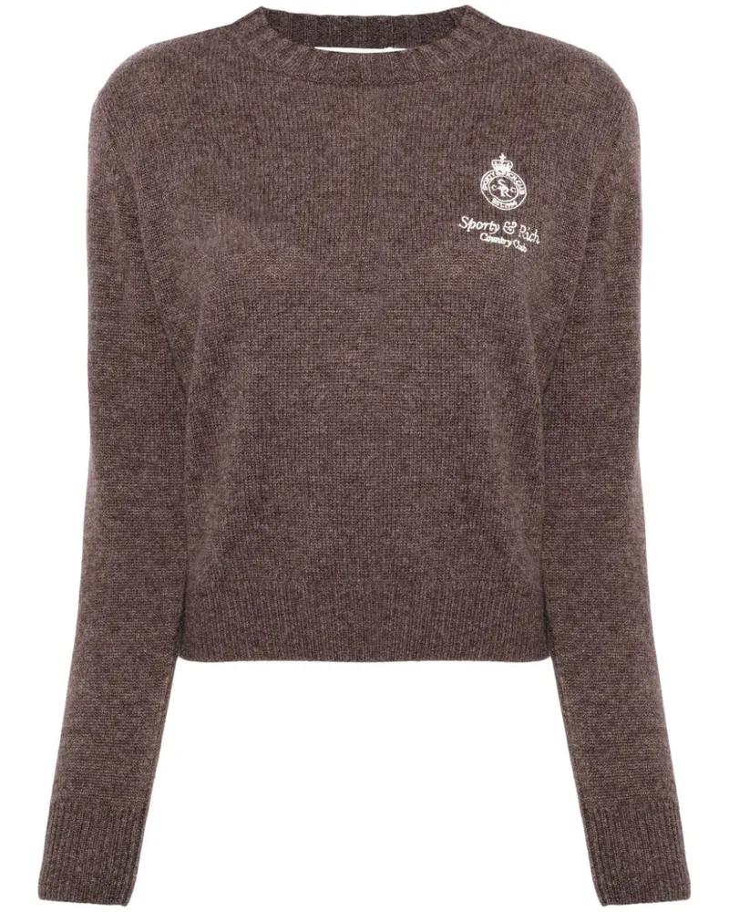 SPORTY & RICH Kaschmirpullover mit Logo-Stickerei Braun