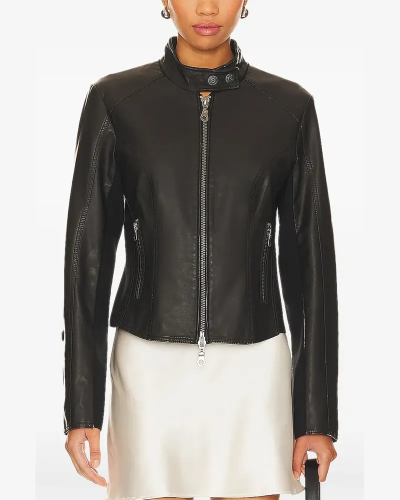 Free People Bikerjacke mit Reißverschluss - Schwarz Schwarz