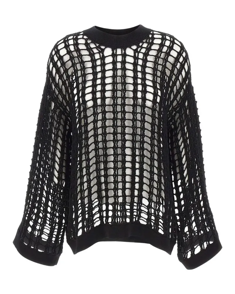 A. ROEGE HOVE open-knit crew-neck jumper - Schwarz Schwarz