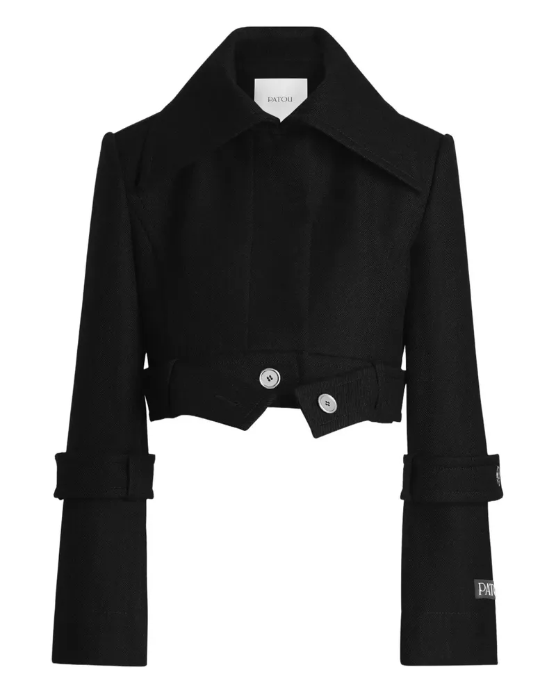Patou Jacke mit Gürtel und breitem Revers - Schwarz Schwarz