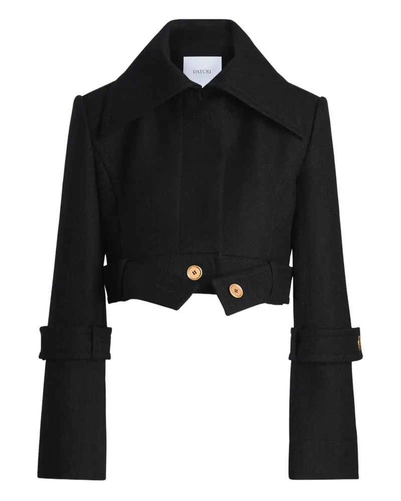 Patou Jacke mit Gürtel und breitem Revers - Schwarz Schwarz