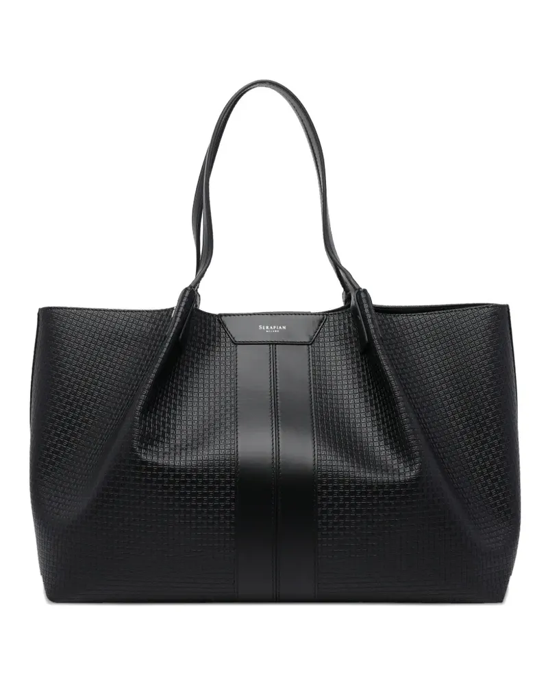 Serapian Strukturierte Schultertasche - Schwarz Schwarz