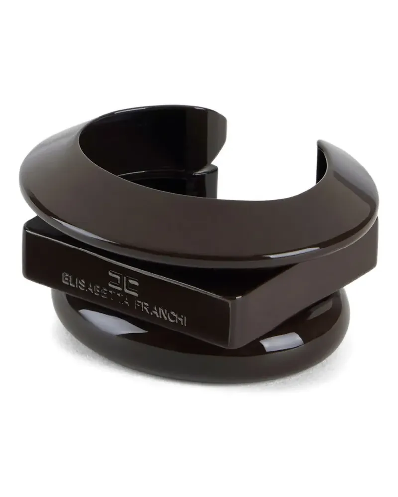 Elisabetta Franchi lacquered geometric cuff bracelet - Braun Braun