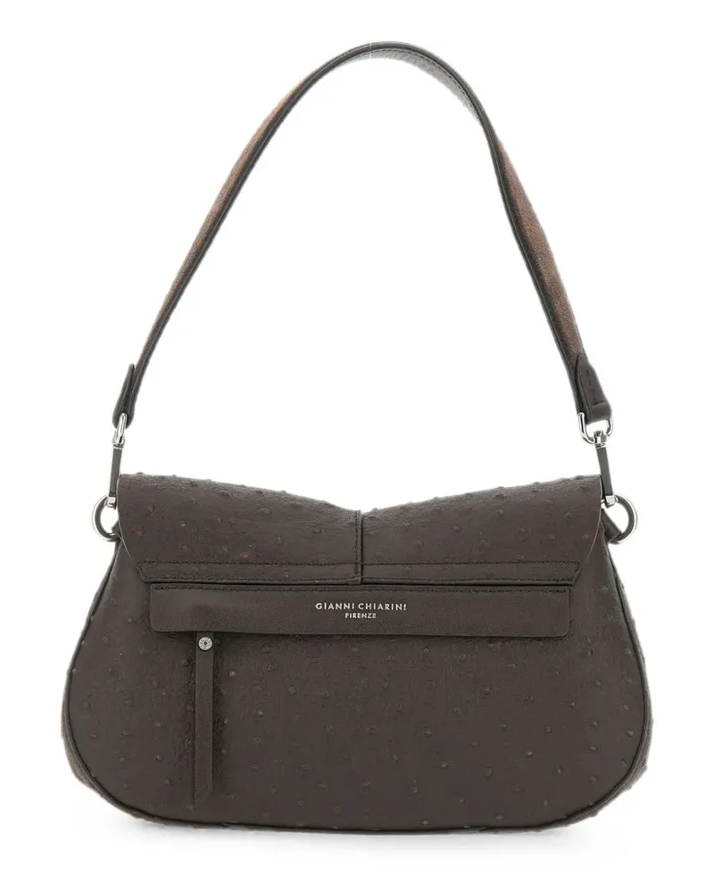 Gianni Chiarini medium Helena Round ostrich-effect shoulder bag - Braun Braun