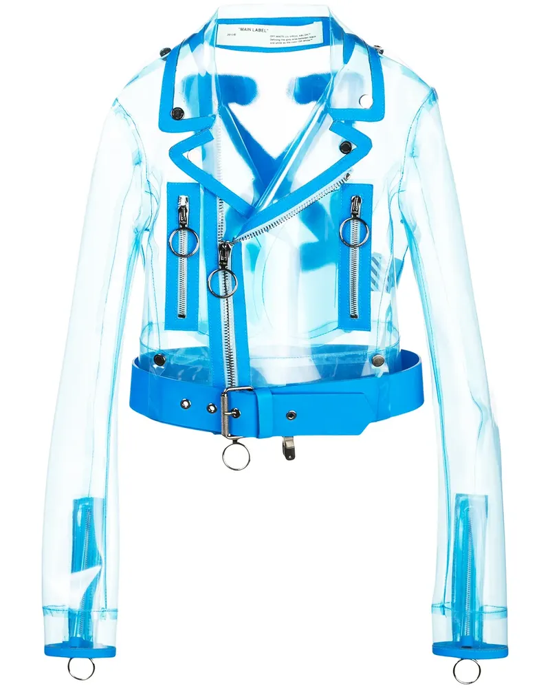 OFF-WHITE Semi-transparente Bikerjacke - Blau Blau