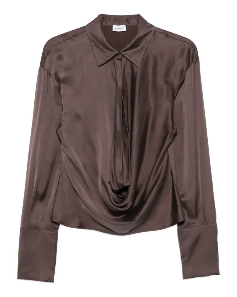 ANDAMANE Langärmelige Lidia Bluse mit Satin-Finish - Braun Braun