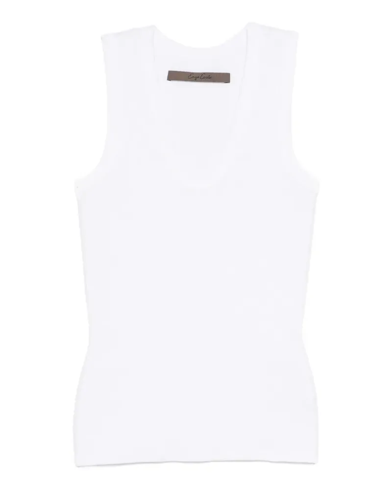 Enza Costa Geripptes Trägershirt - Weiß Weiß