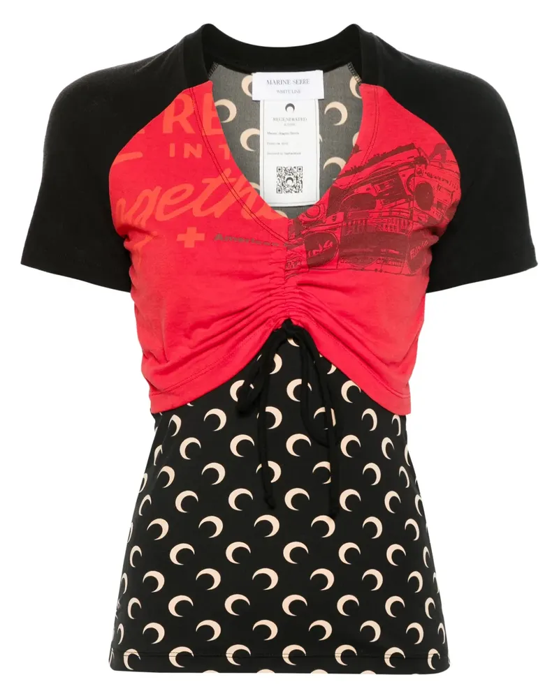 Marine Serre T-Shirt im Layering-Look - Rot Rot