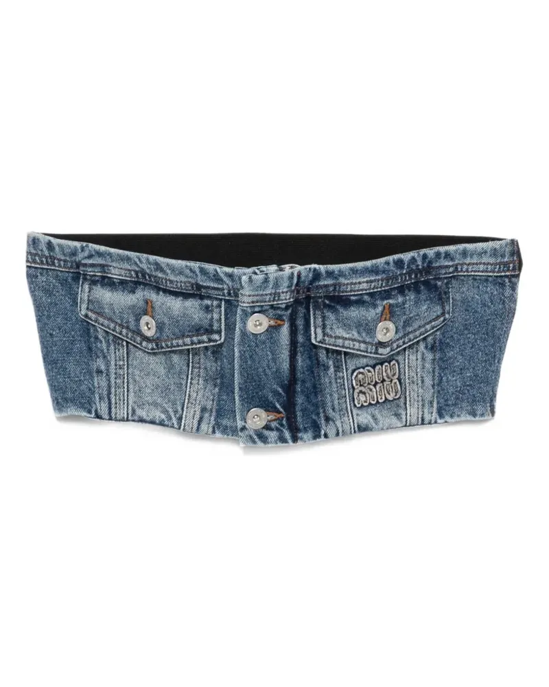 Miu Miu Jeansoberteil mit Logo-Stickerei - Blau Blau