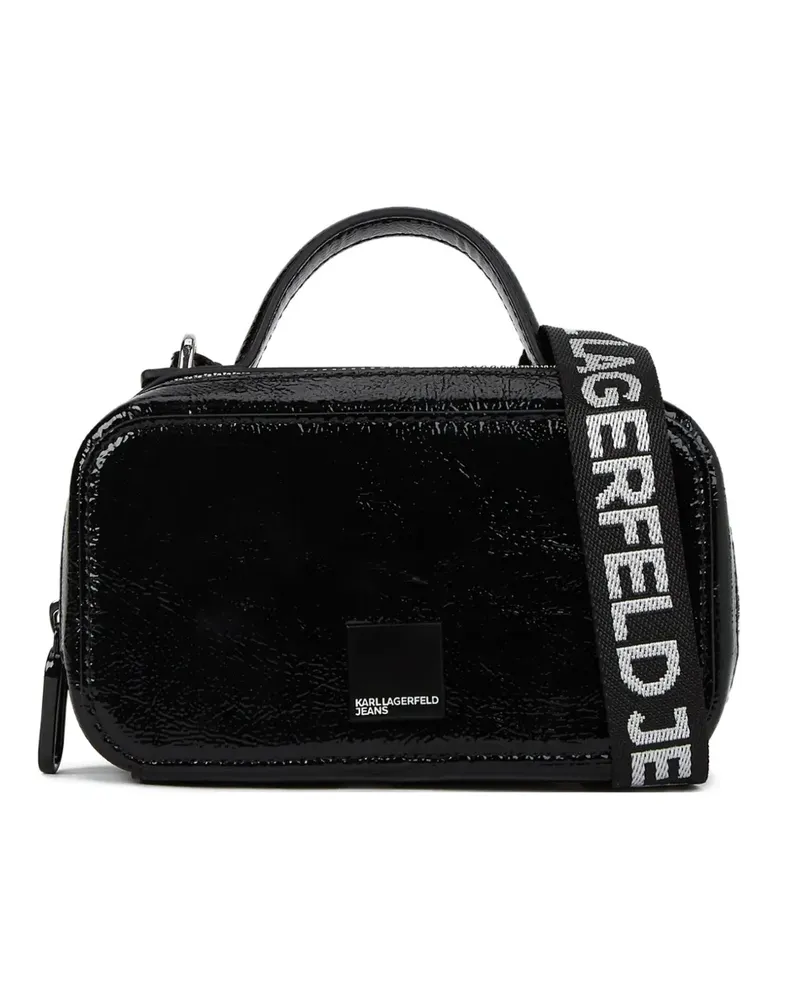 Karl Lagerfeld Glänzende Umhängetasche mit Logo-Detail - Schwarz Schwarz