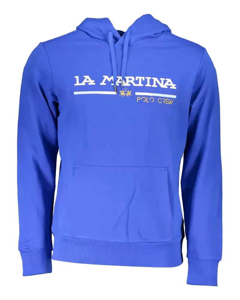 La Martina embroidered logo-print hoodie - Blau Blau