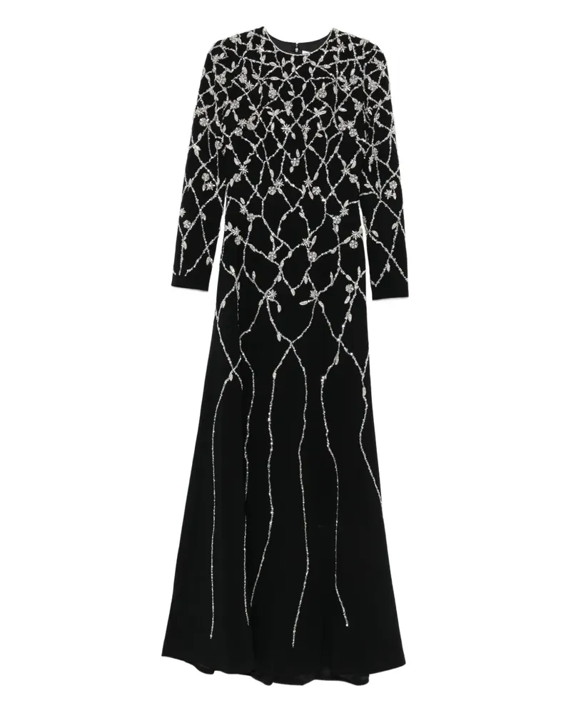 Dina Melwani Verziertes Maxikleid - Schwarz Schwarz