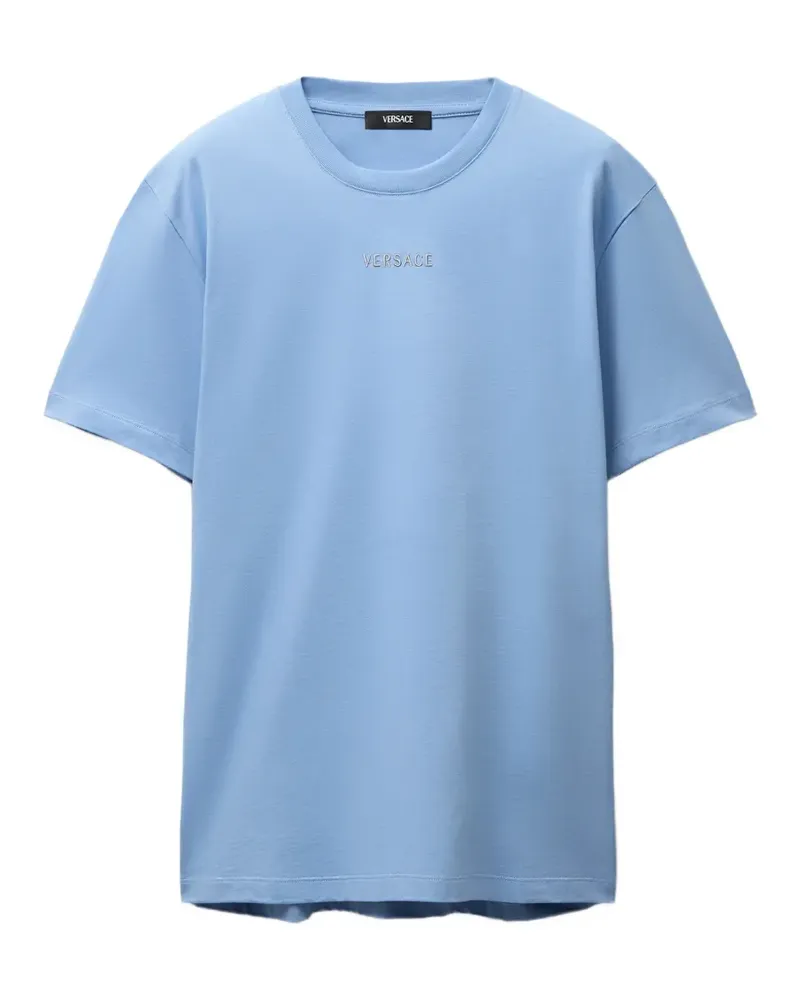 Versace embroidered cotton-jersey slim T-Shirt - Blau Blau