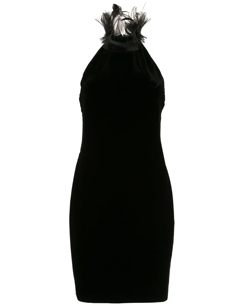 Ralph Lauren Neckholder-Kleid mit Spitzenkragen - Schwarz Schwarz