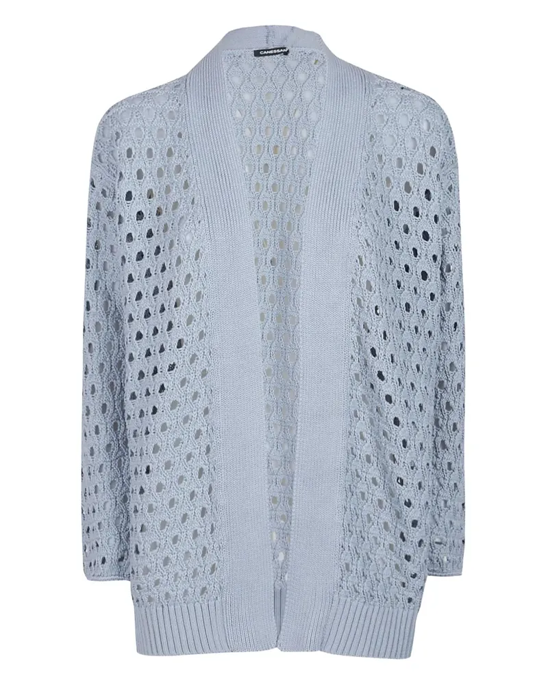 Canessa Cardigan mit Lochstrickmuster - Blau Blau