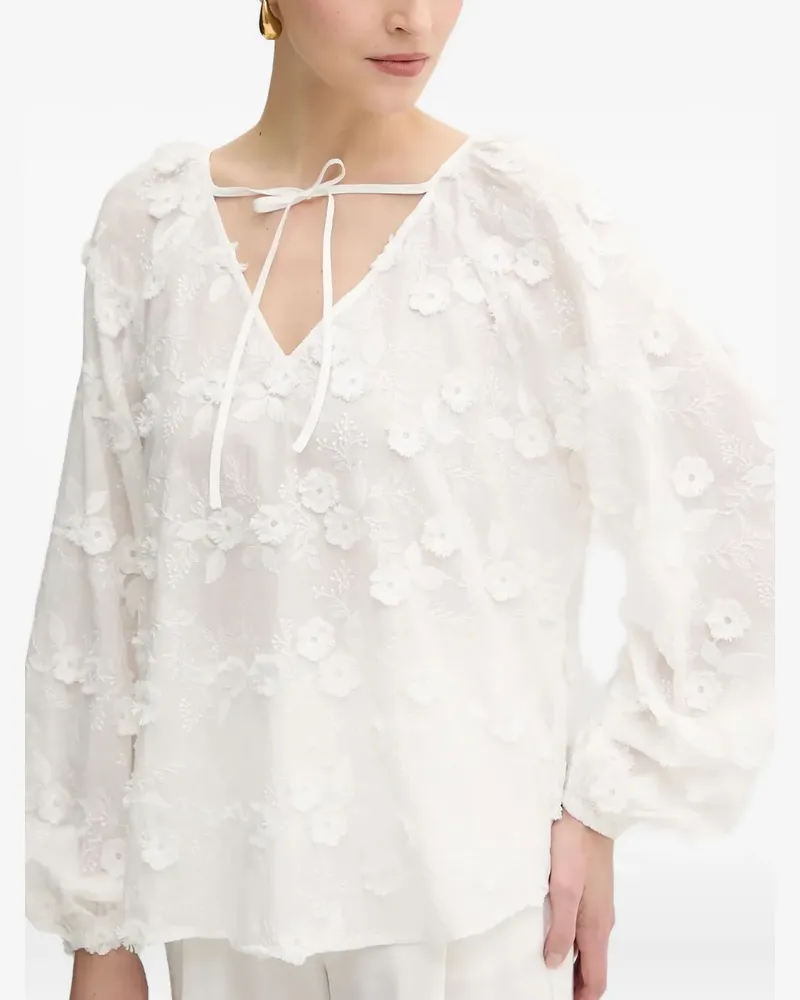 Guess Bluse mit Blumenstickerei - Weiß Weiß