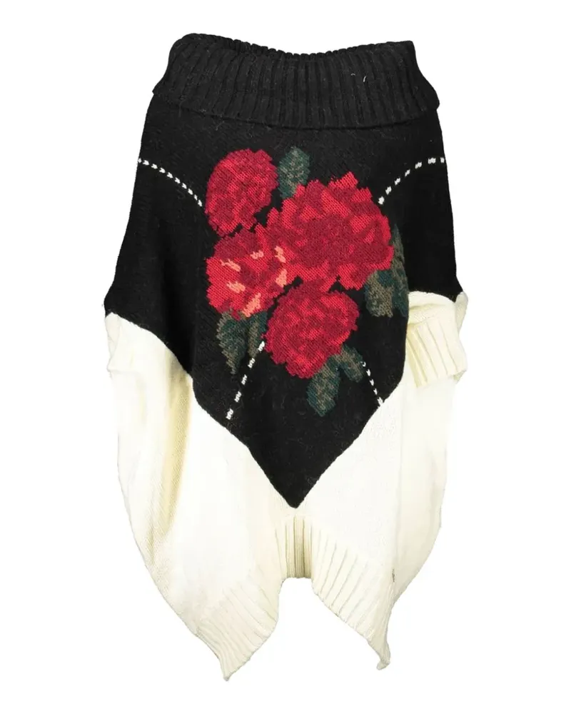 Blumarine floral-design cowl-neck sweater - Schwarz Schwarz