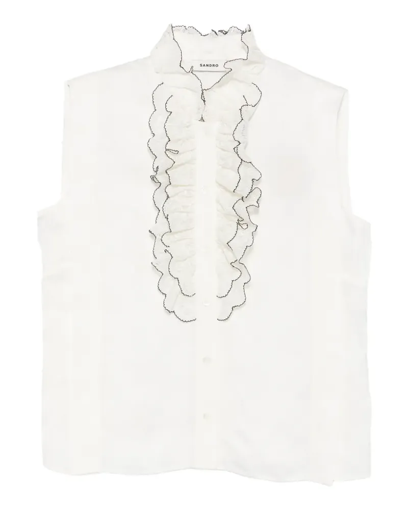 Sandro Paisley-Jacquard-Hemd mit Rüschenkragen - Weiß Weiß