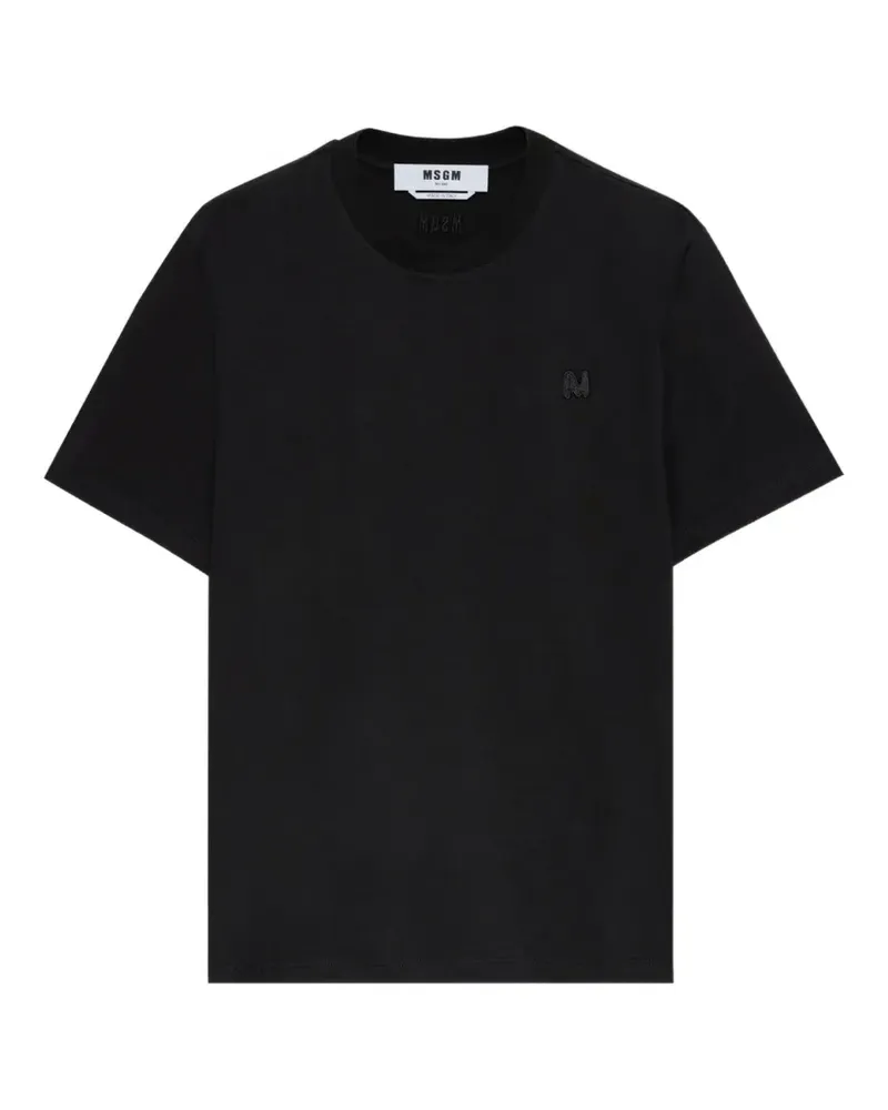 MSGM T-Shirt mit Buchstabendetail - Schwarz Schwarz