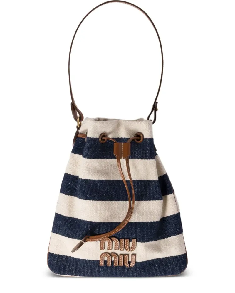 Miu Miu Gestreifte Beuteltasche - Blau Blau