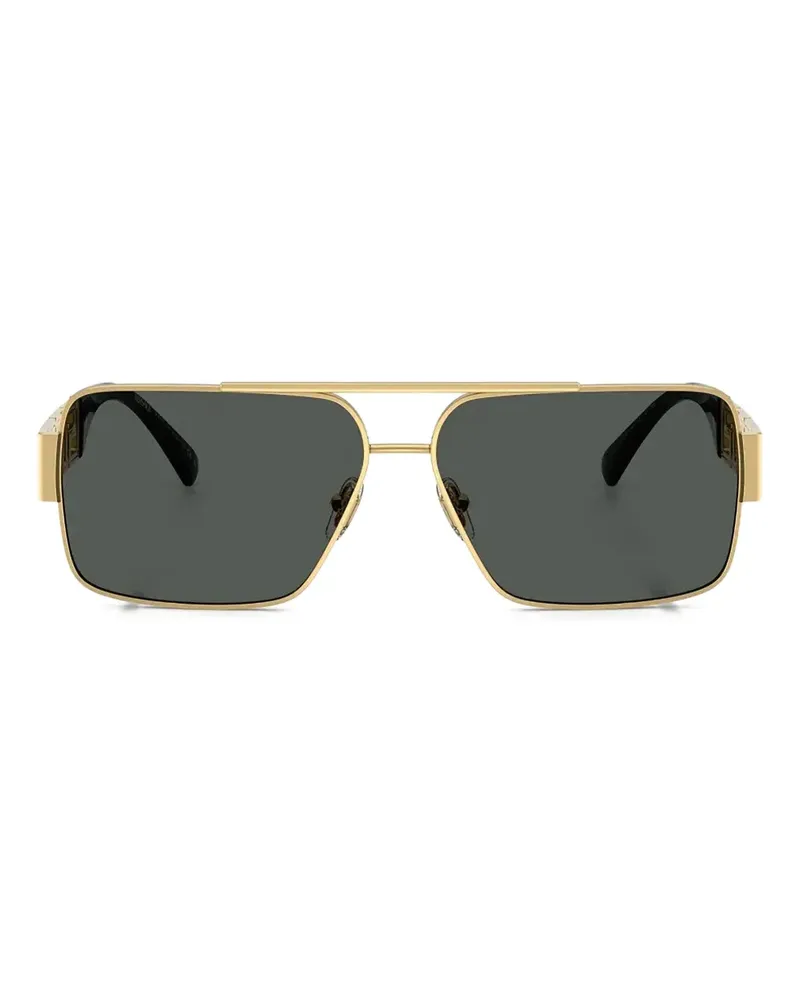 Versace Geometrische Sonnenbrille mit Logo - Gold Gold