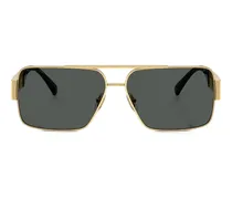 Geometrische Sonnenbrille mit Logo - Gold