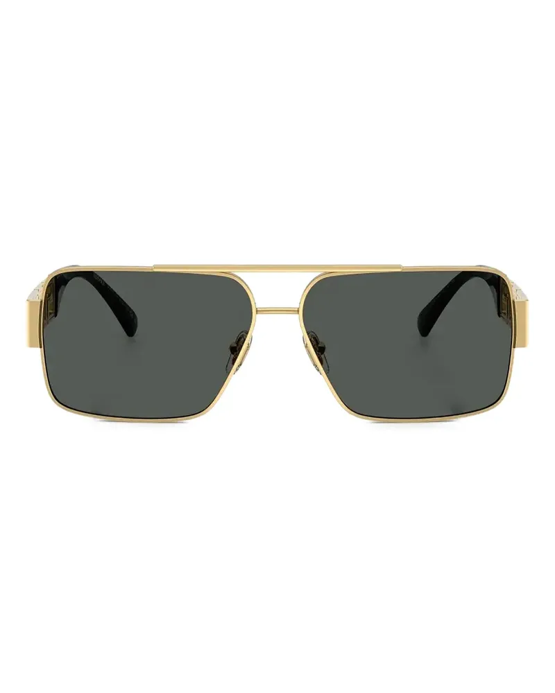 Versace Geometrische Sonnenbrille mit Logo - Gold Gold