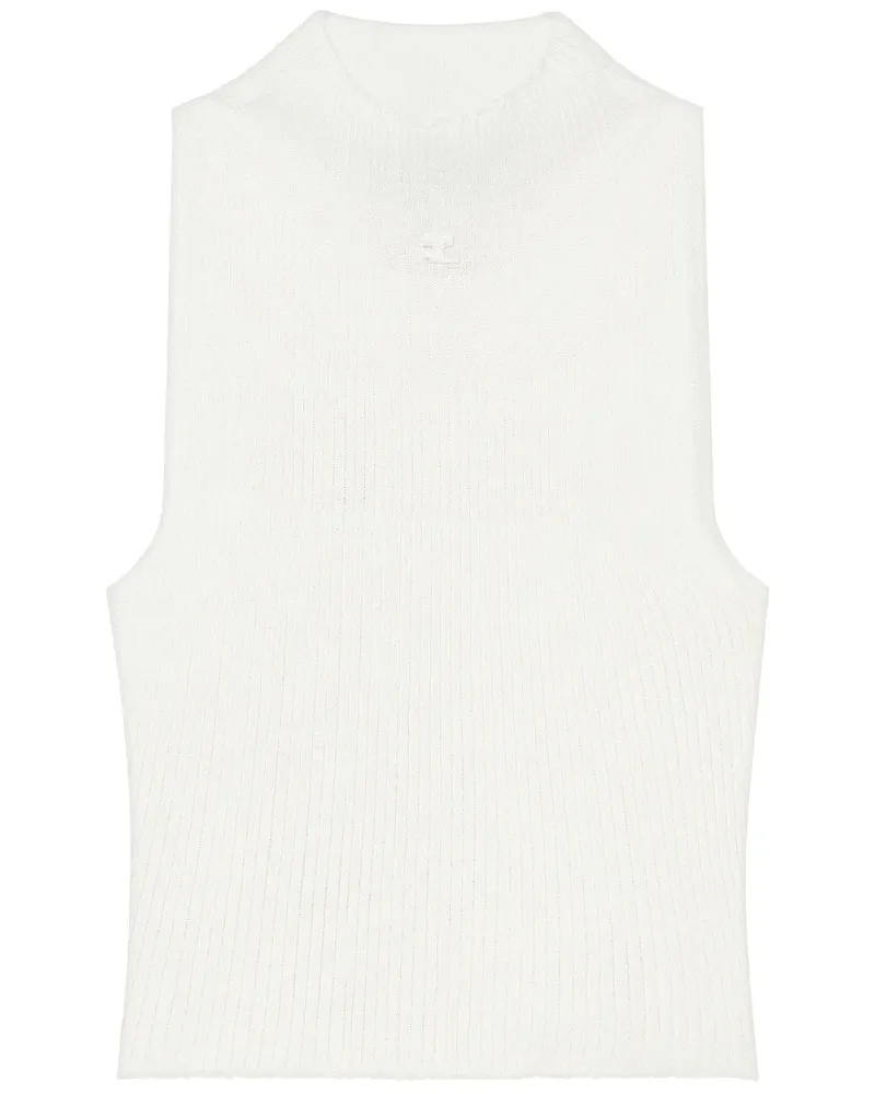 Courrèges Geripptes Cropped-Top - Weiß Weiß