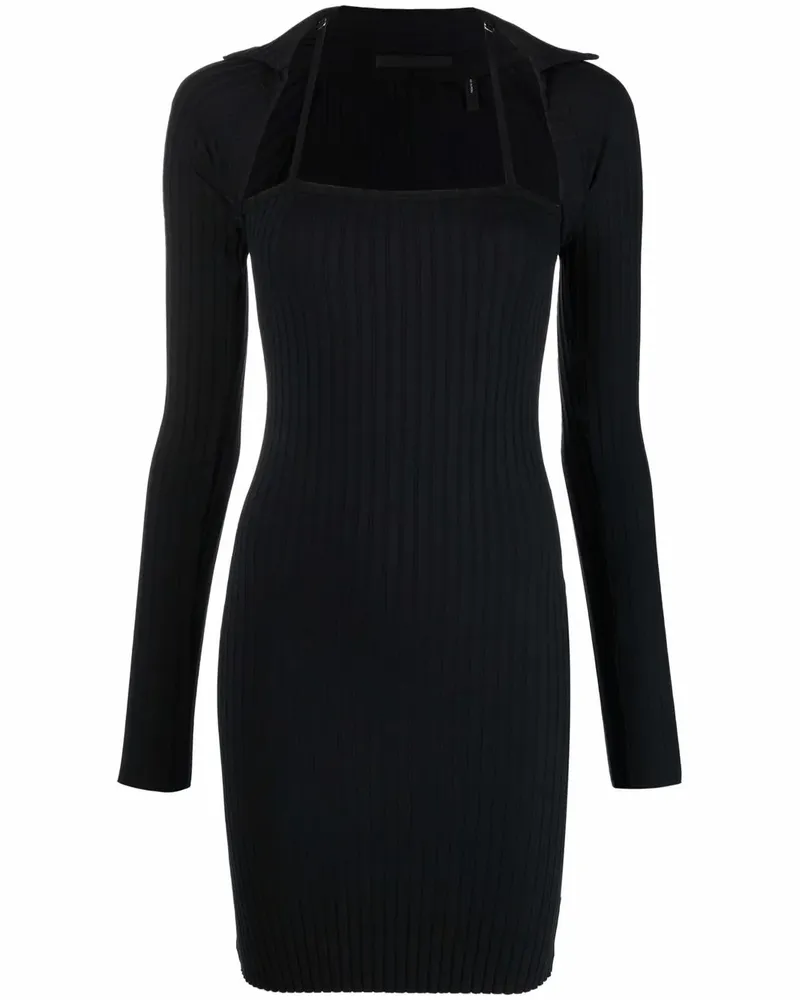Helmut Lang Minikleid aus geripptem Strick - Schwarz Schwarz