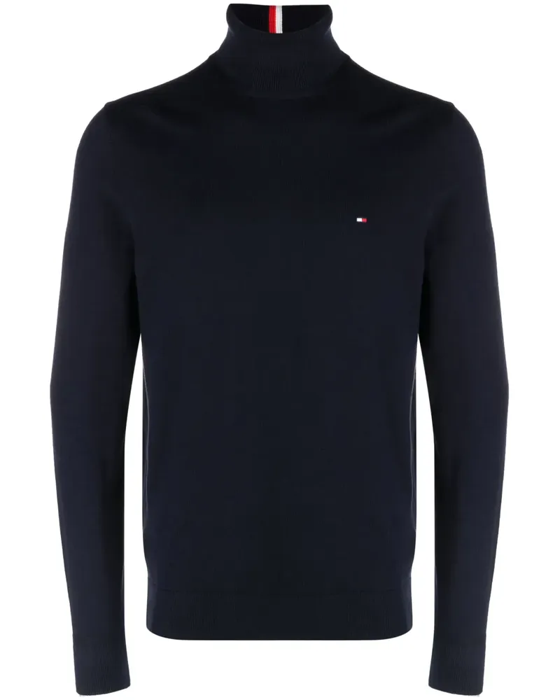 Tommy Hilfiger Rollkragenpullover mit Logo-Stickerei - Blau Blau