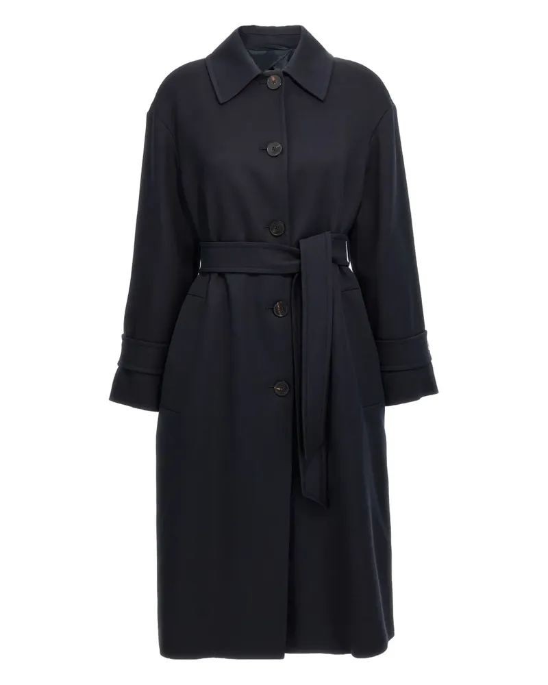 Max Mara Einreihiger Ilde Mantel mit Gürtel - Blau Blau