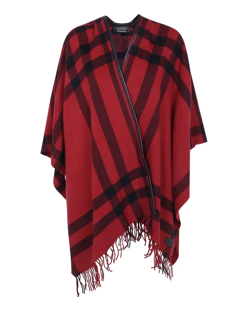 Ralph Lauren fringed checked cape - Rot Rot