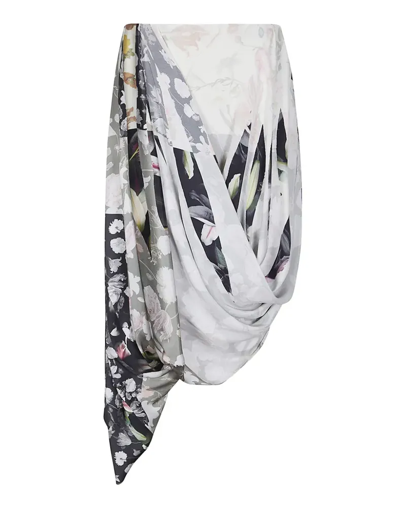 Maison Margiela midi floral-print draped skirt - Nude Nude