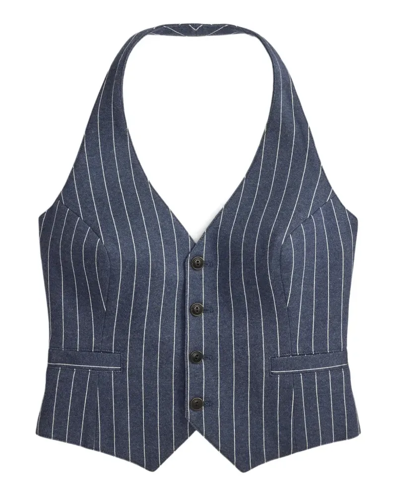 Ralph Lauren Neckholder-Top mit Nadelstreifen - Blau Blau