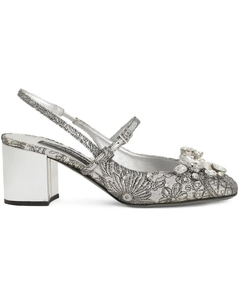 Dolce & Gabbana Slingback-Pumps mit Stickerei 60mm - Silber Silber