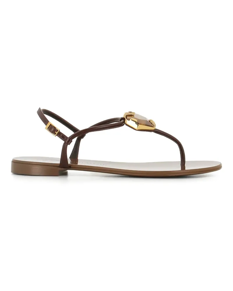 Giuseppe Zanotti gemstone detail leather sandals - Braun Braun