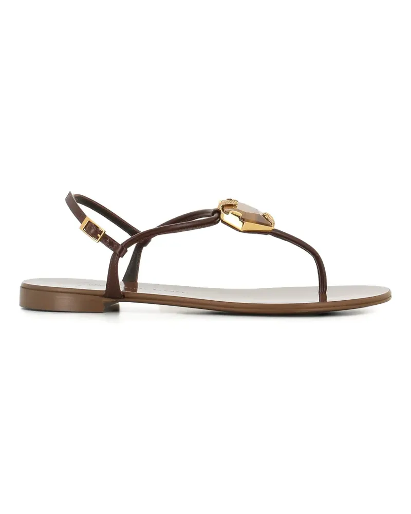 Giuseppe Zanotti gemstone detail leather sandals - Braun Braun