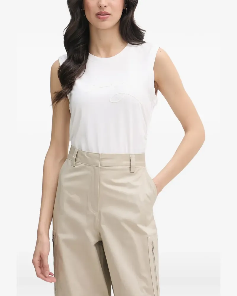 DKNY logo-embroidered sleeveless top - Weiß Weiß