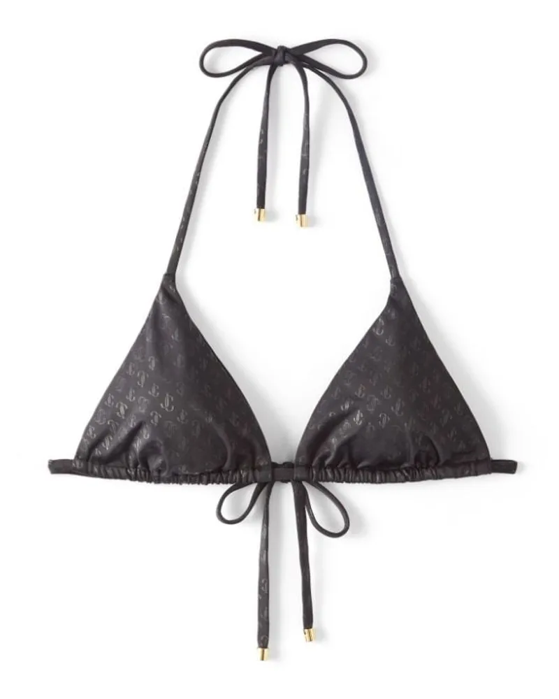 Jimmy Choo Ariah Bikinitop mit Logo-Print Schwarz