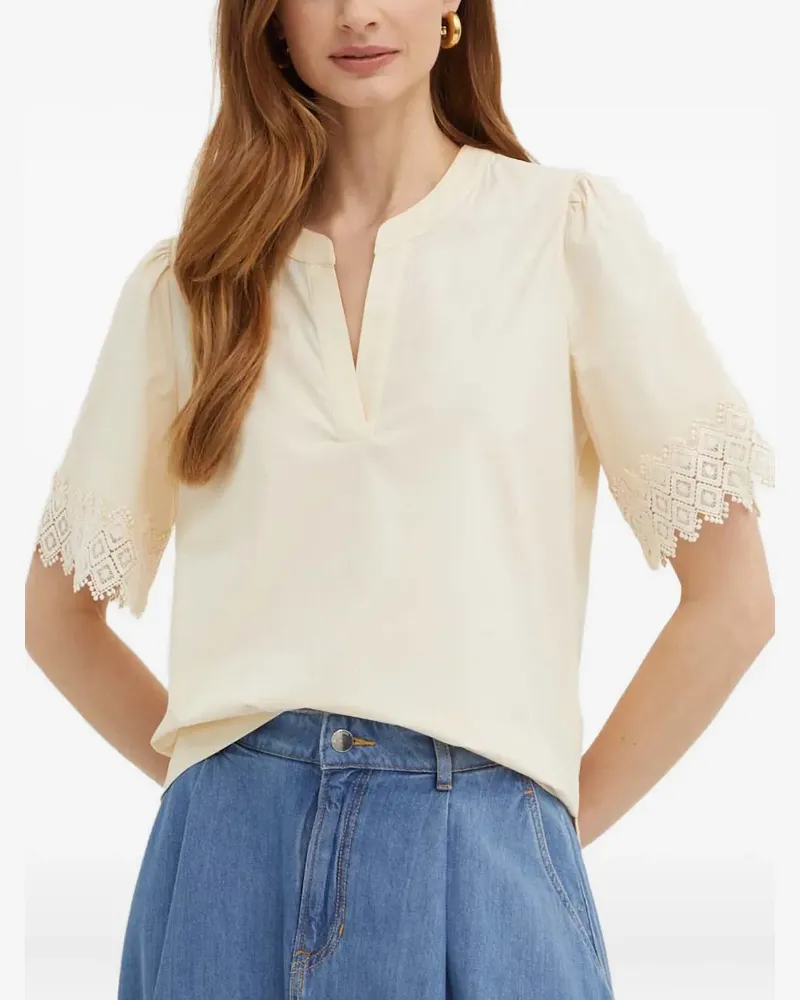 Twin-Set Kurzärmeliges Oberteil aus Spitze - Nude Nude