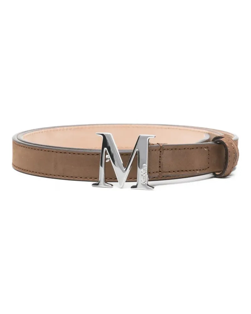 Max Mara Wildledergürtel mit Logo-Schnalle - Braun Braun