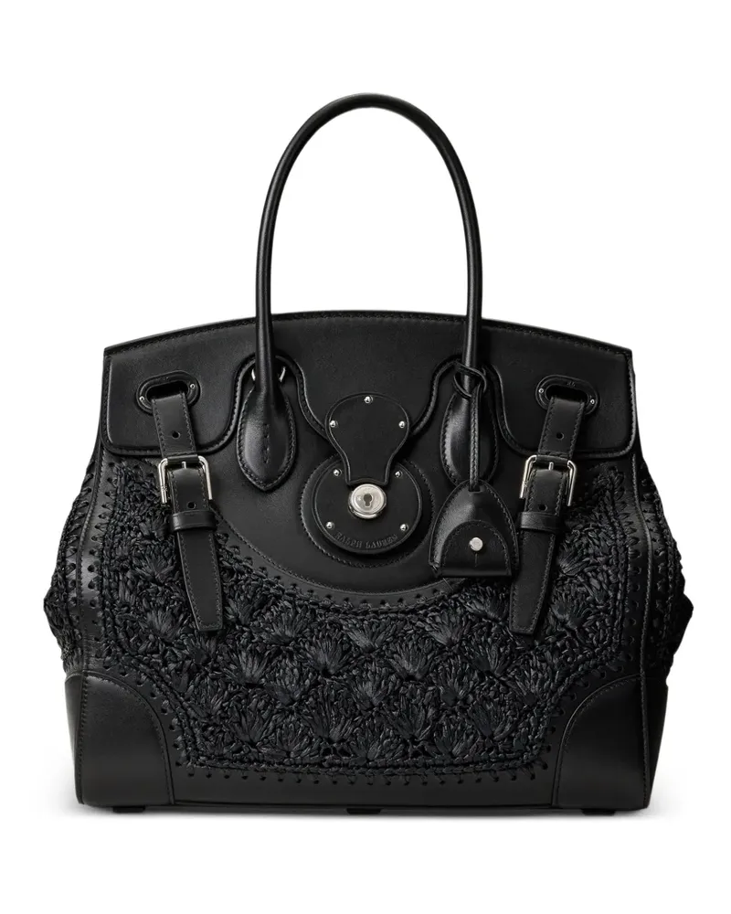 Ralph Lauren Soft Ricky 33 Tote Bag mit Flechtdetail - Schwarz Schwarz
