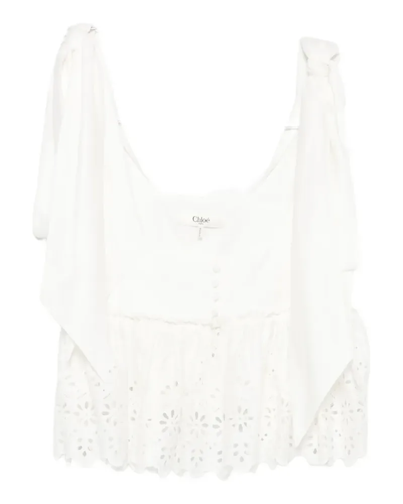 Chloé broderie-anglaise bow-detail top - Weiß Weiß