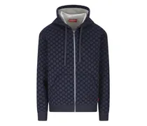 GG-pattern zip-fastening hoodie - Blau