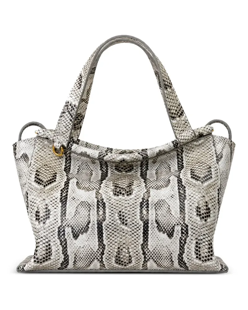 WANDLER Kleine Ida Schultertasche aus Leder mit Schlangenprint - Weiß Weiß