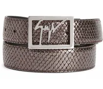 snake-embossed logo buckle belt
